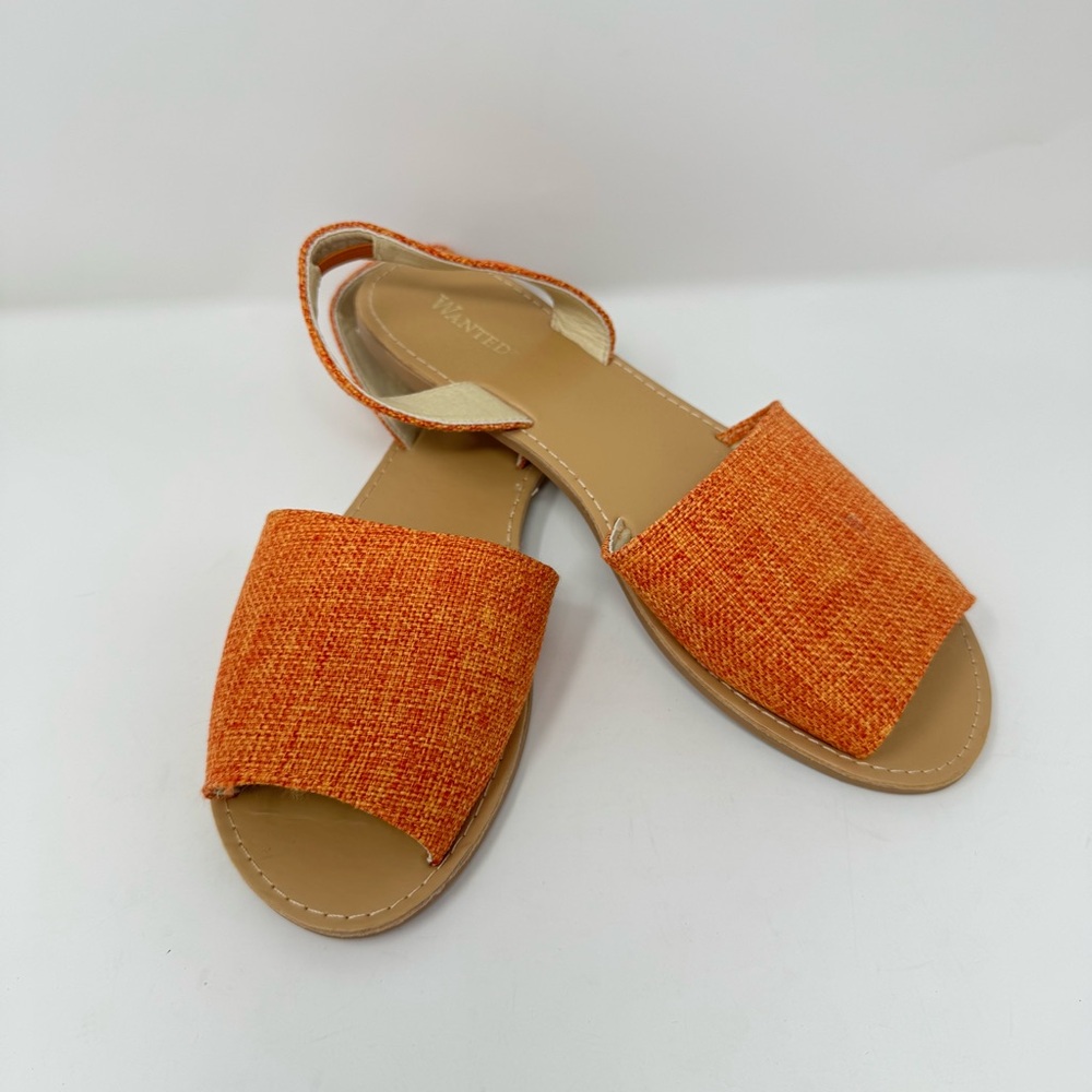 Women’s Wanted Peep Toe Orange Textile‎ Slingback Sandals Size 8 Casual Beachy